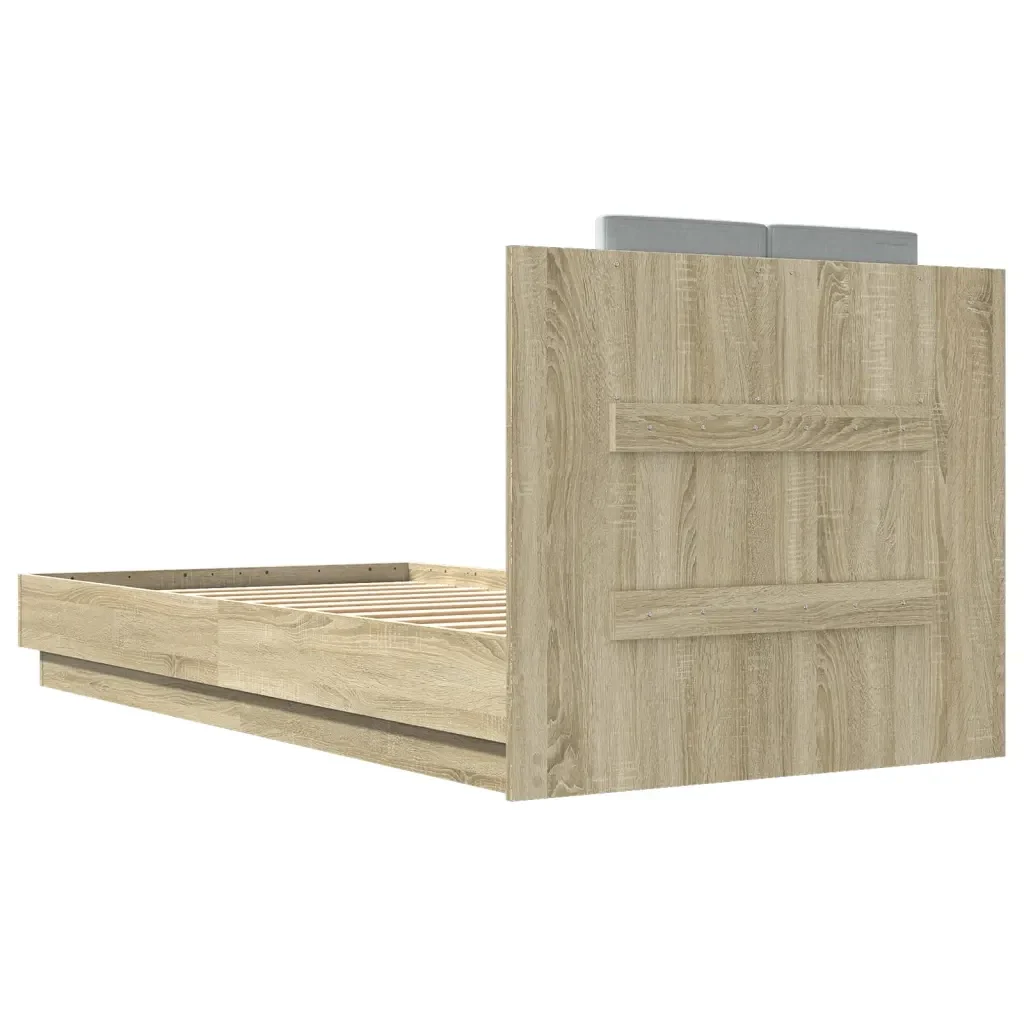 Letto singolo | Letto per adulti | Giroletto con Testiera Rovere Sonoma 75x190cm Legno Multistrato - Image 6