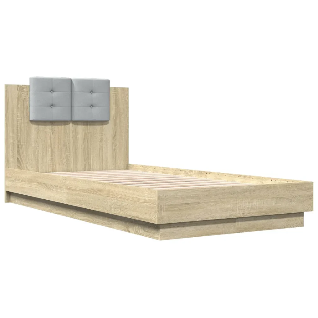 Letto singolo | Letto per adulti | Giroletto con Testiera Rovere Sonoma 90x190cm Legno Multistrato - Image 3