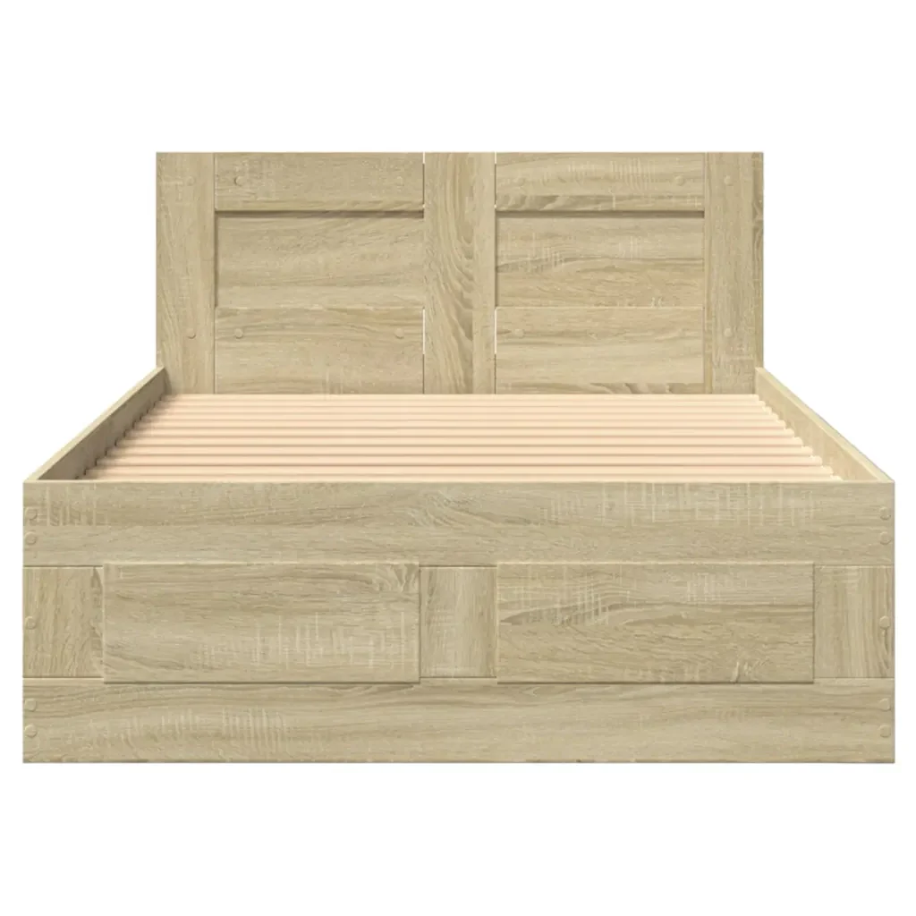 Letto singolo | Letto per adulti | Giroletto con Testiera Rovere Sonoma 90x200cm Legno Multistrato - Image 5