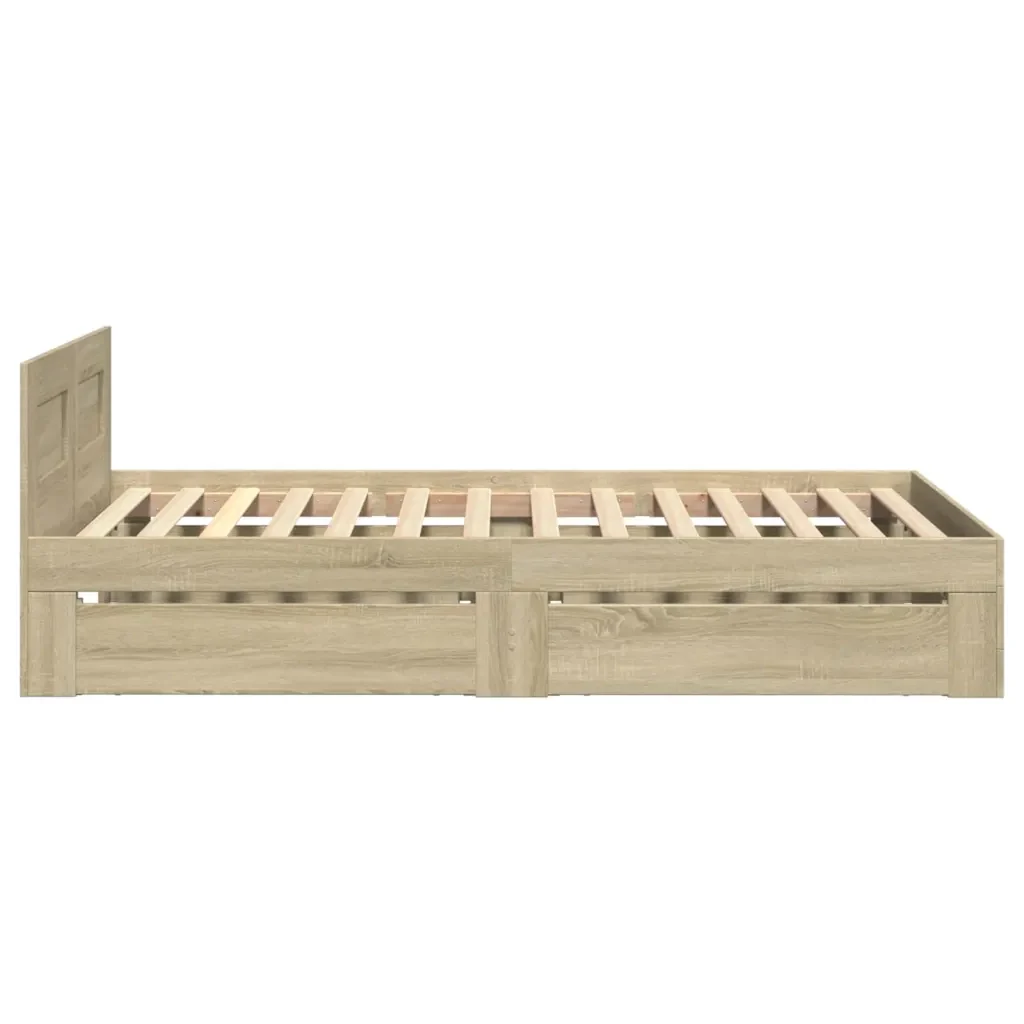 Letto singolo | Letto per adulti | Giroletto con Testiera Rovere Sonoma 90x200cm Legno Multistrato - Image 6