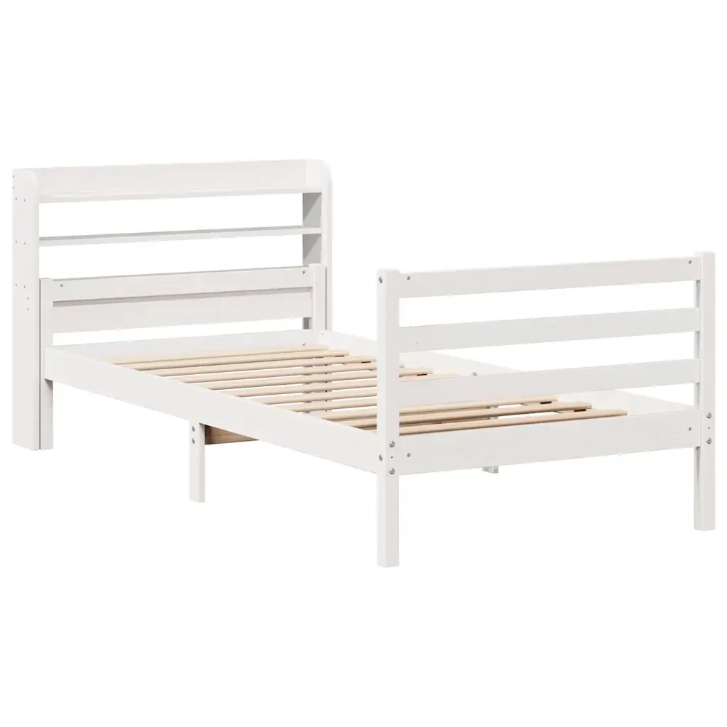 Letto singolo | Letto per adulti | Giroletto con Testiera senza Materasso Bianco 100x200 cm - Image 4