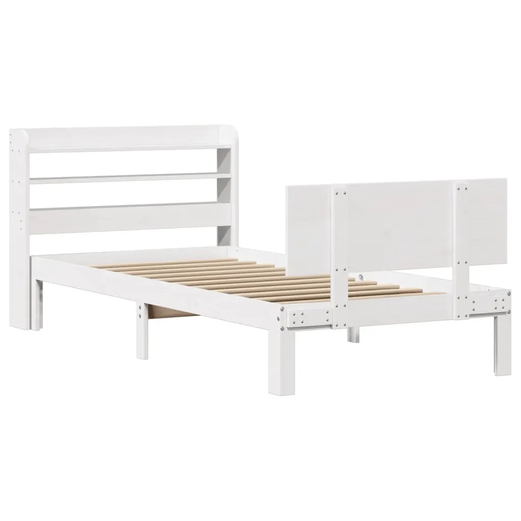 Letto singolo | Letto per adulti | Giroletto con Testiera senza Materasso Bianco 100x200 cm - Image 4