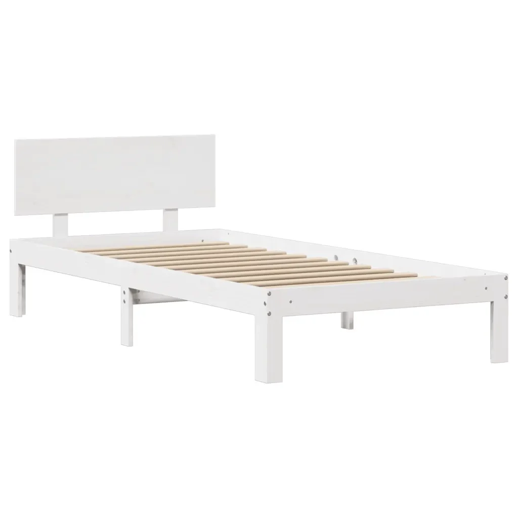 Letto singolo | Letto per adulti | Giroletto con Testiera senza Materasso Bianco 100x200 cm - Image 7