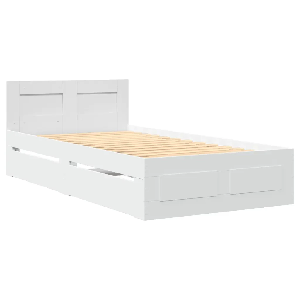 Letto singolo | Letto per adulti | Giroletto con Testiera senza Materasso Bianco 100x200 cm - Image 3