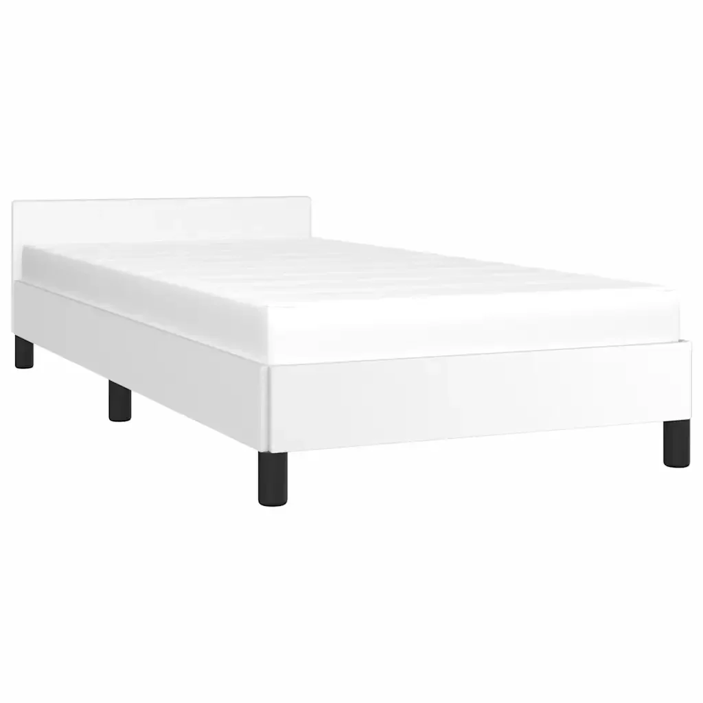 Letto singolo | Letto per adulti | Giroletto con Testiera senza Materasso Bianco 100x200 cm - Image 4