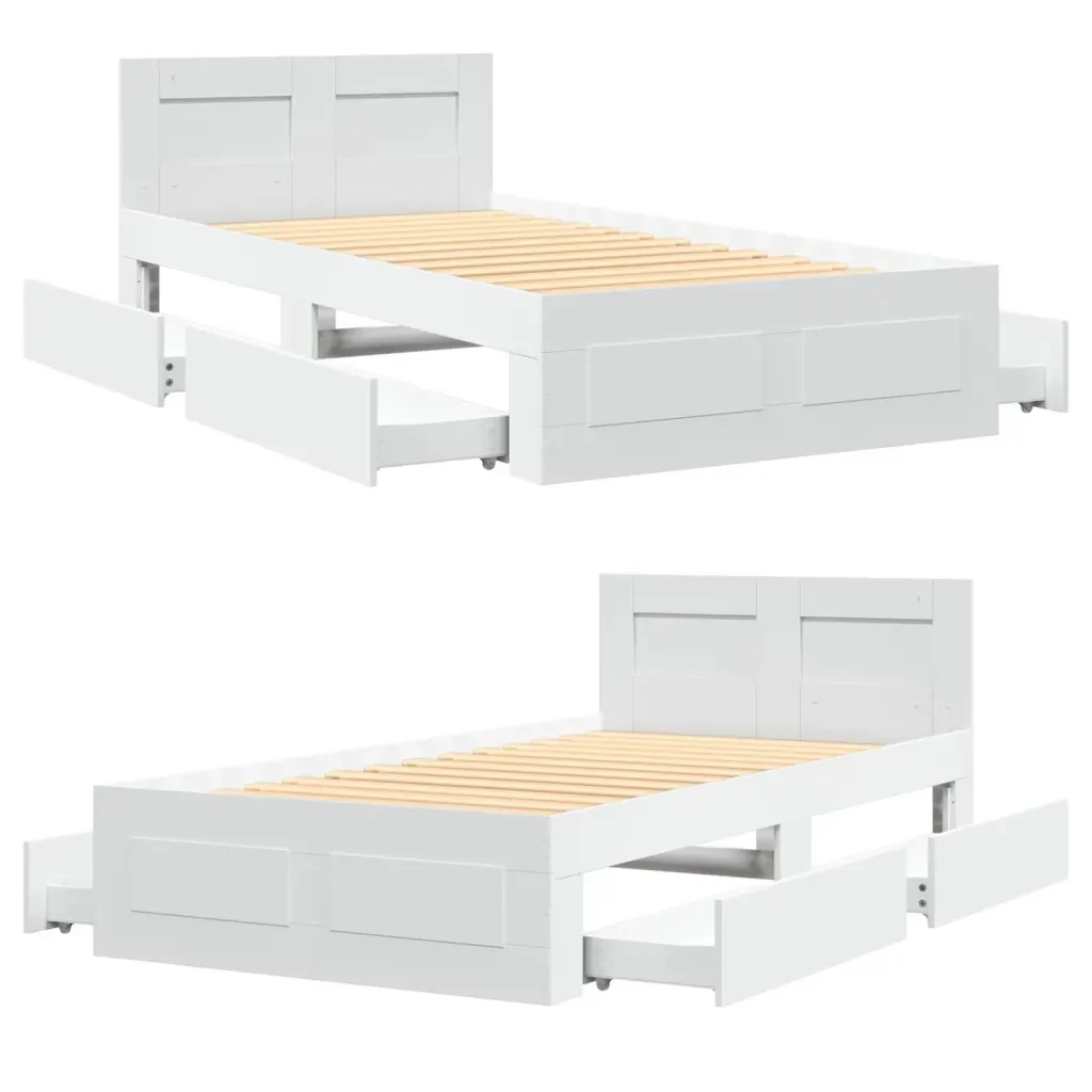 Letto singolo | Letto per adulti | Giroletto con Testiera senza Materasso Bianco 100x200 cm - Image 8