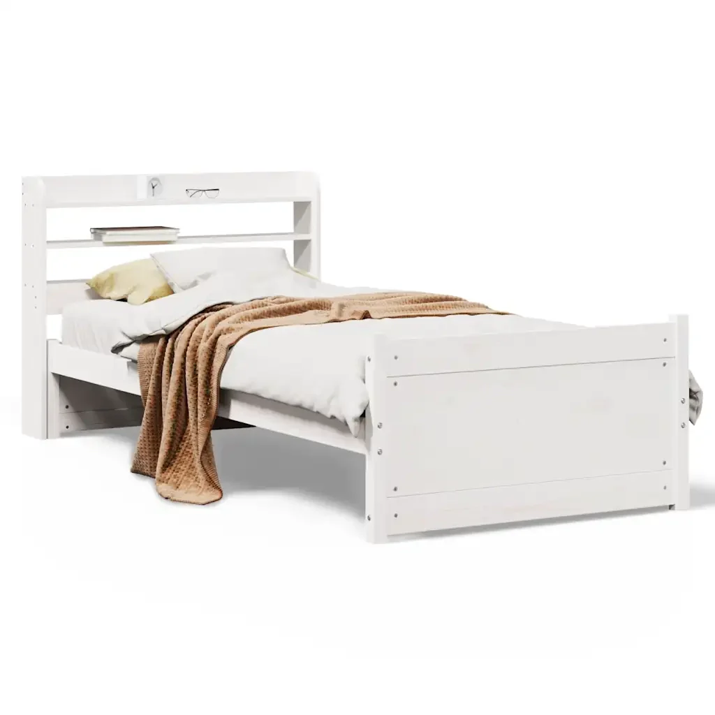 Letto singolo | Letto per adulti | Giroletto con Testiera senza Materasso Bianco 90x190 cm