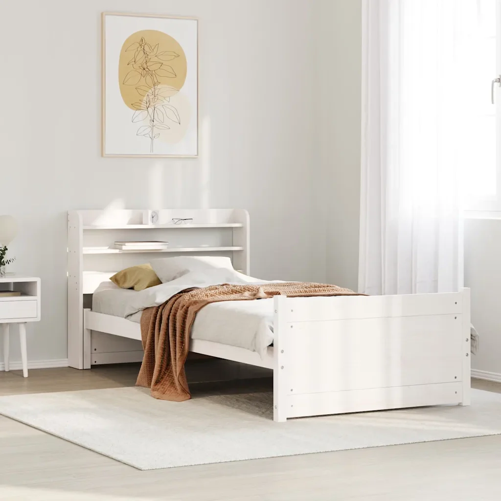 Letto singolo | Letto per adulti | Giroletto con Testiera senza Materasso Bianco 90x190 cm - Image 2