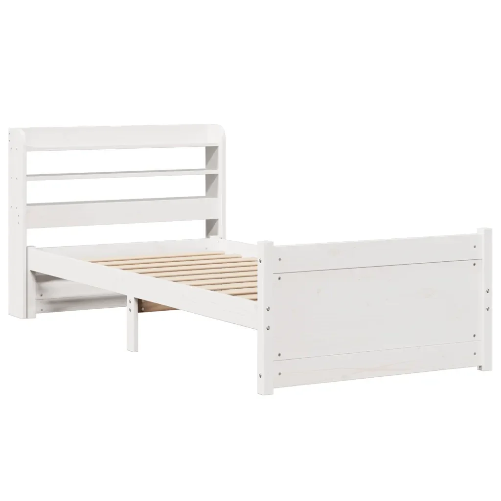 Letto singolo | Letto per adulti | Giroletto con Testiera senza Materasso Bianco 90x190 cm - Image 3