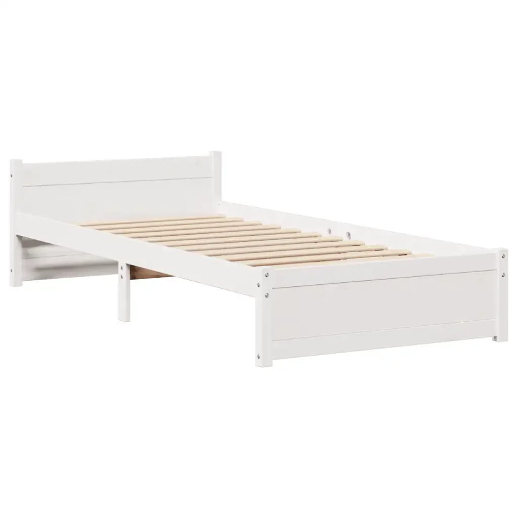 Letto singolo | Letto per adulti | Giroletto con Testiera senza Materasso Bianco 90x190 cm - Image 5