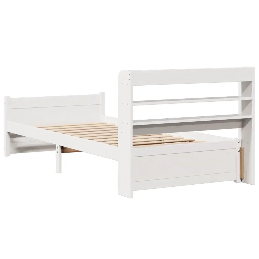 Letto singolo | Letto per adulti | Giroletto con Testiera senza Materasso Bianco 90x190 cm - Image 8