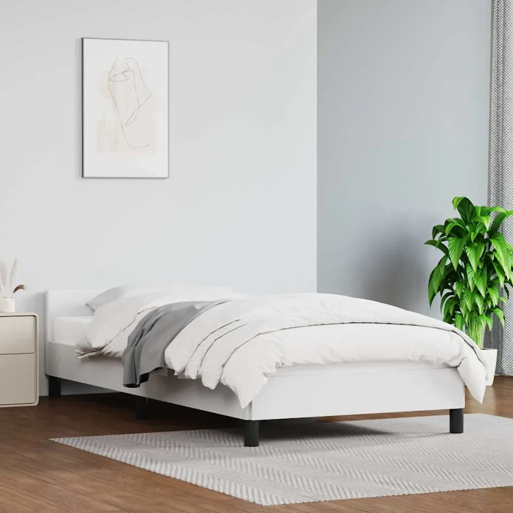 Letto singolo | Letto per adulti | Giroletto con Testiera senza Materasso Bianco 90x190 cm - Image 2
