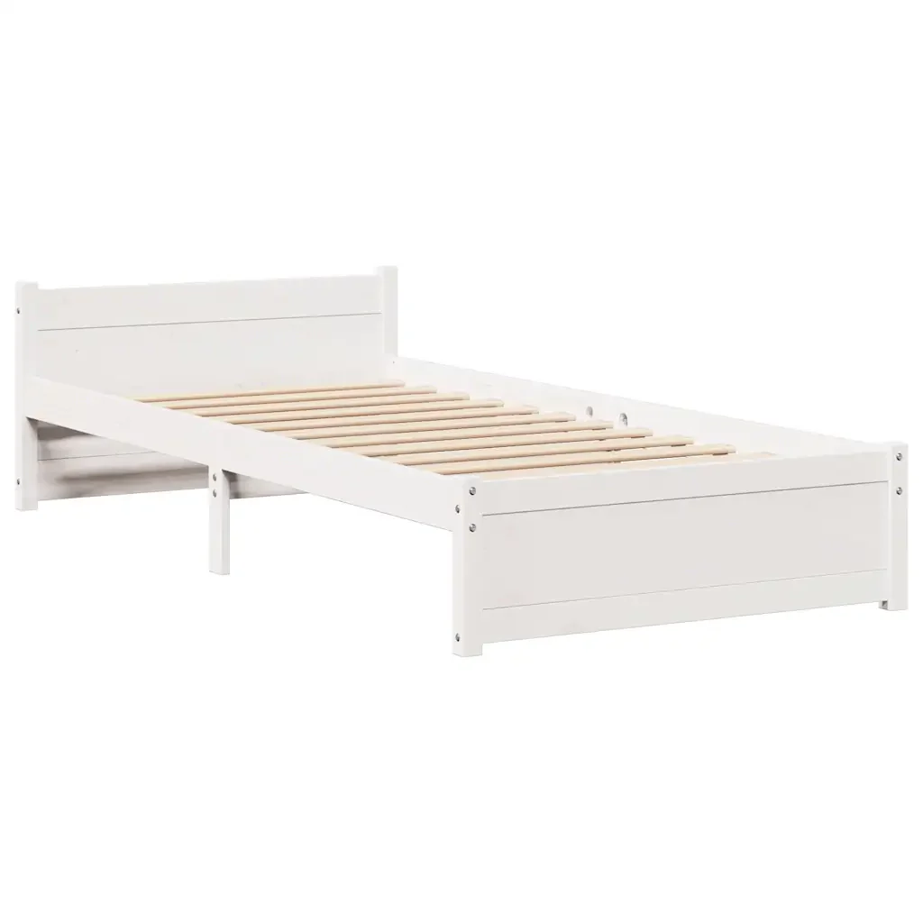 Letto singolo | Letto per adulti | Giroletto con Testiera senza Materasso Bianco 90x190 cm - Image 5