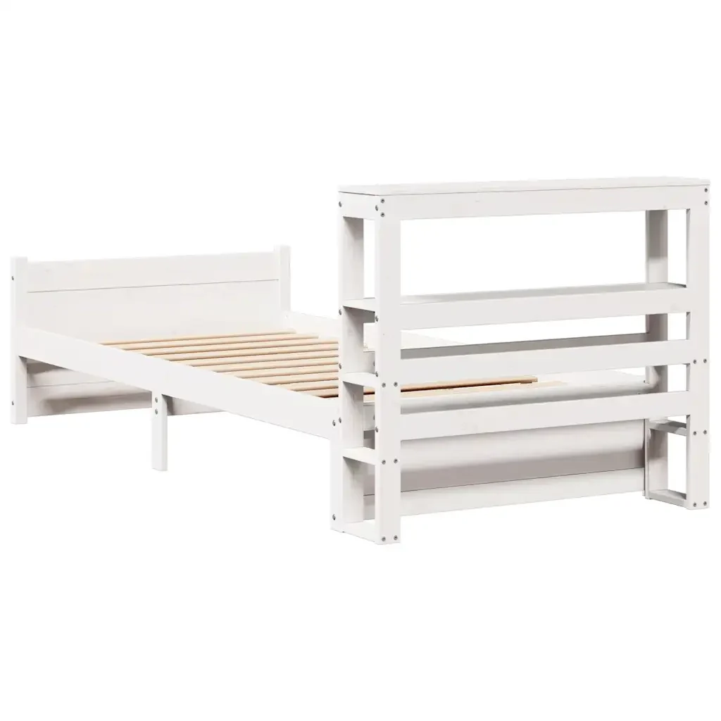 Letto singolo | Letto per adulti | Giroletto con Testiera senza Materasso Bianco 90x190 cm - Image 8