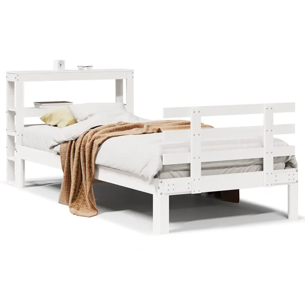 Letto singolo | Letto per adulti | Giroletto con Testiera senza Materasso Bianco 90x200 cm