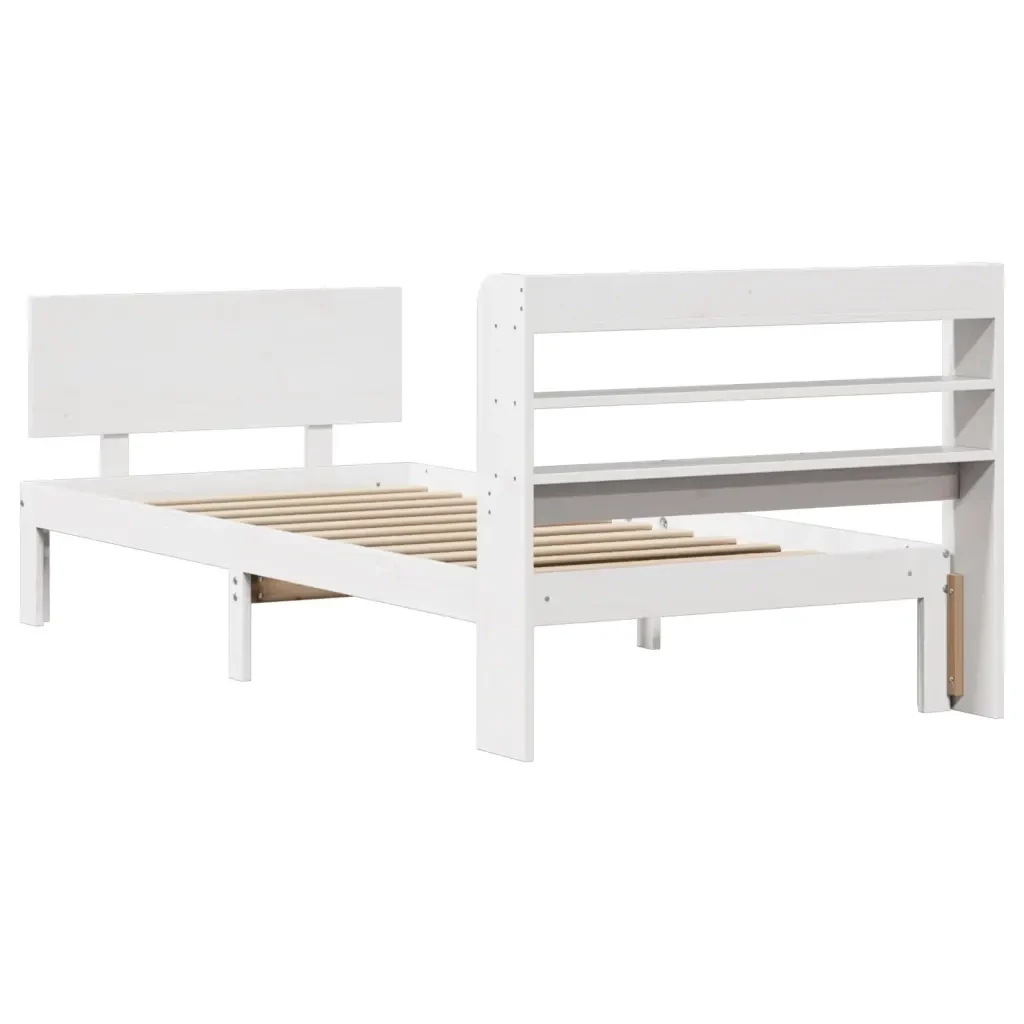 Letto singolo | Letto per adulti | Giroletto con Testiera senza Materasso Bianco 90x200 cm - Image 7