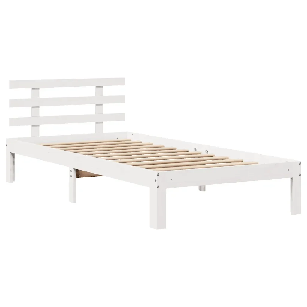Letto singolo | Letto per adulti | Giroletto con Testiera senza Materasso Bianco 90x200 cm - Image 5