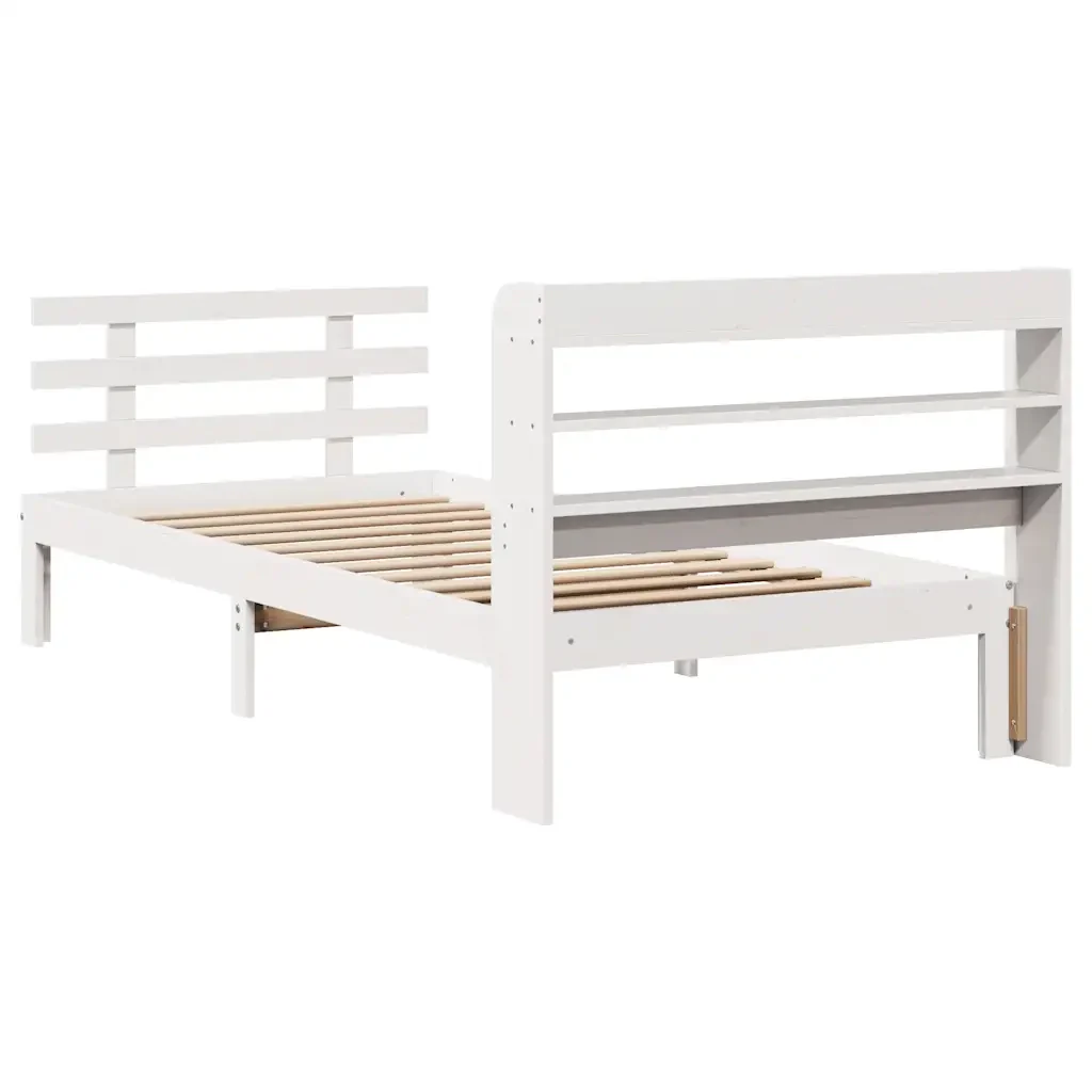Letto singolo | Letto per adulti | Giroletto con Testiera senza Materasso Bianco 90x200 cm - Image 8