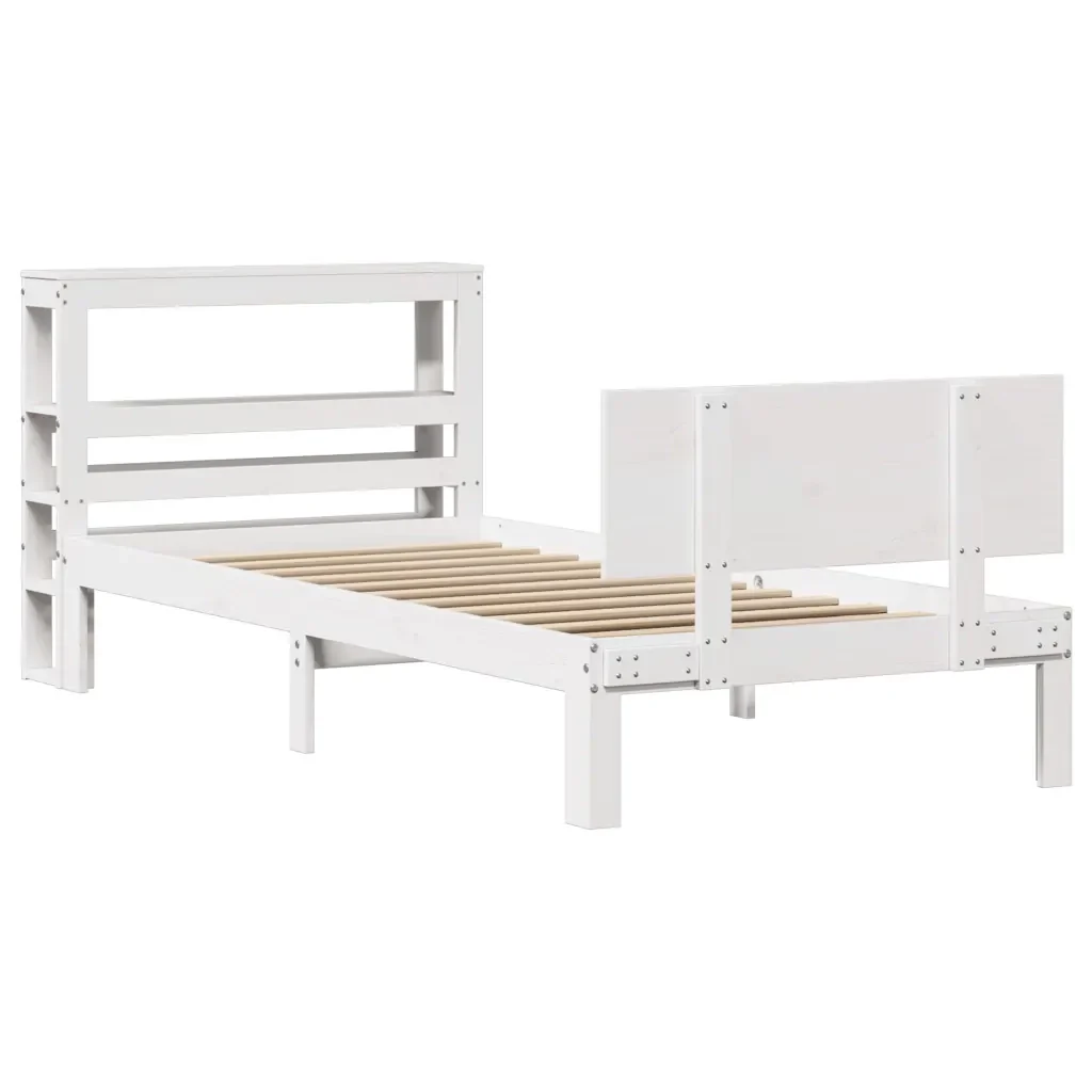Letto singolo | Letto per adulti | Giroletto con Testiera senza Materasso Bianco 90x200 cm - Image 4