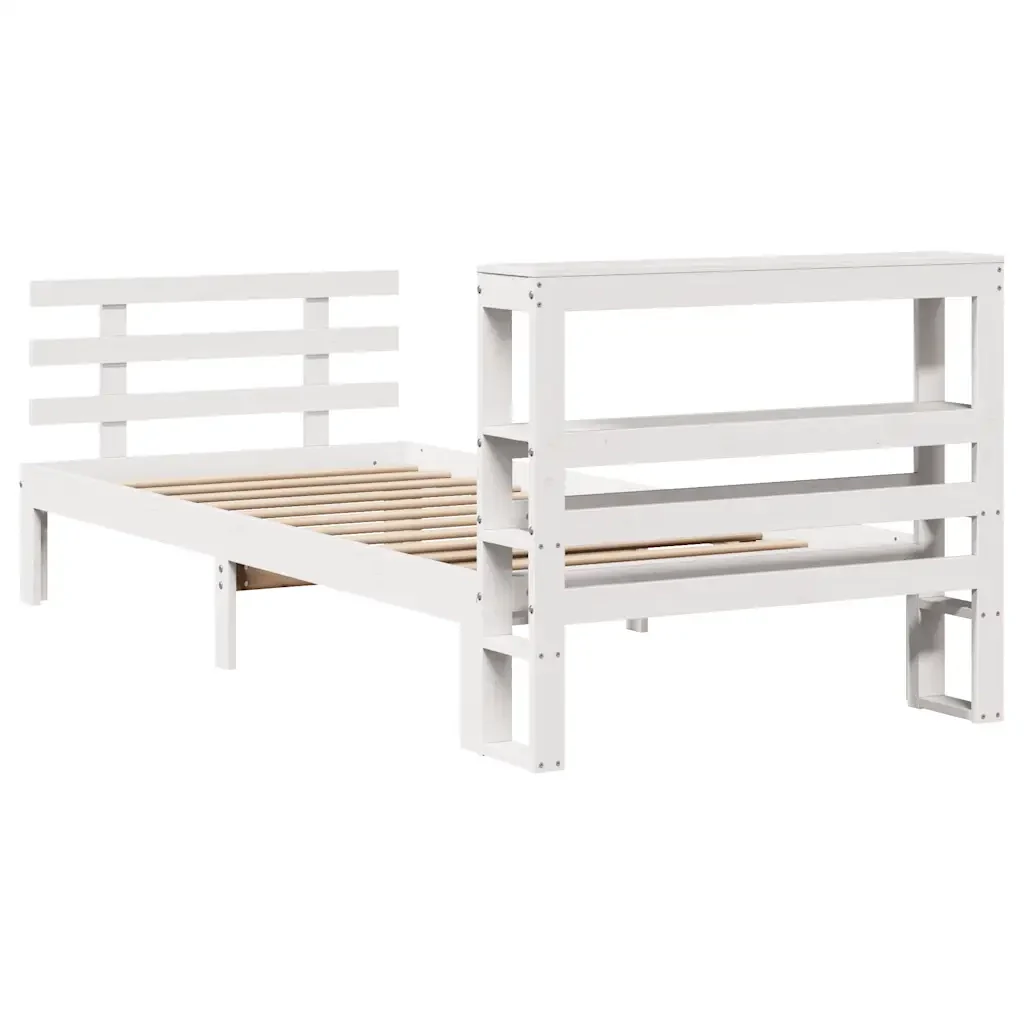 Letto singolo | Letto per adulti | Giroletto con Testiera senza Materasso Bianco 90x200 cm - Image 8