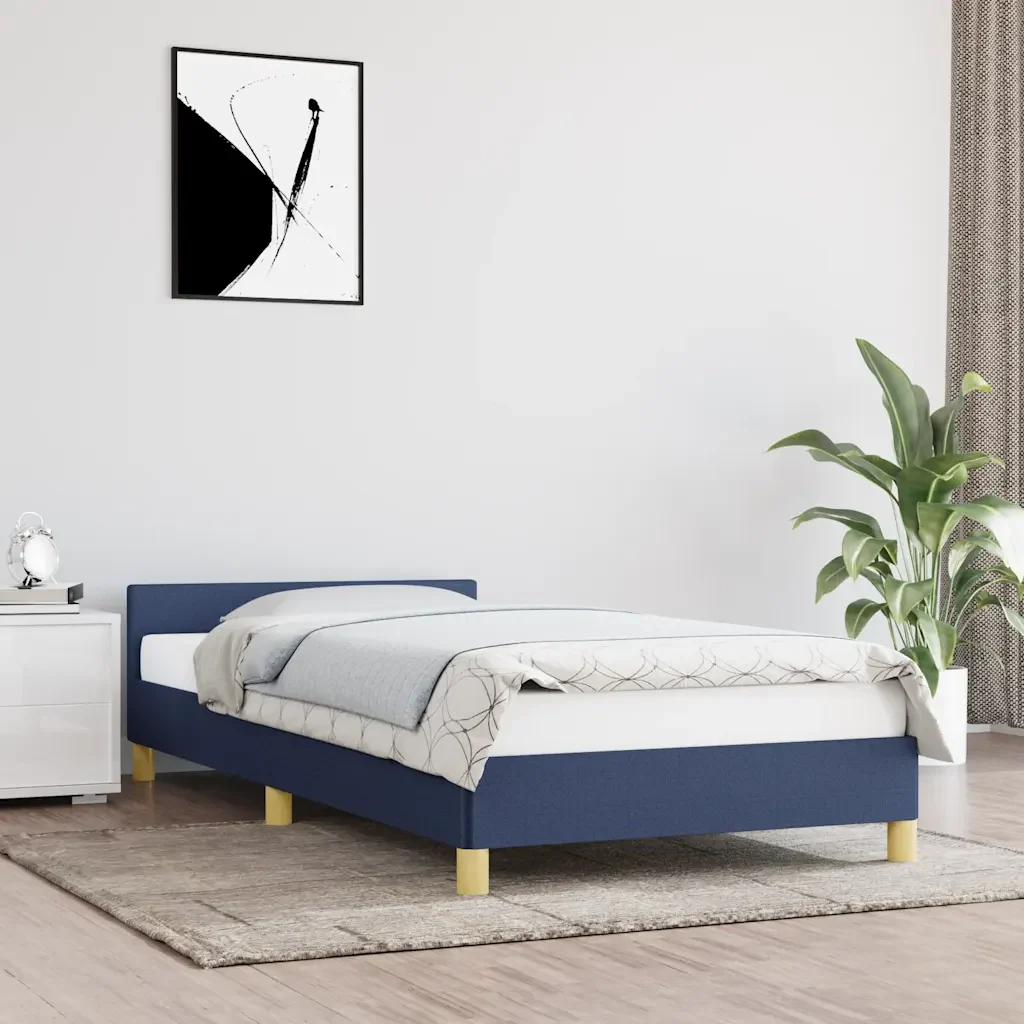Letto singolo | Letto per adulti | Giroletto con Testiera senza Materasso Blu 80x200 cm Tessuto - Image 2