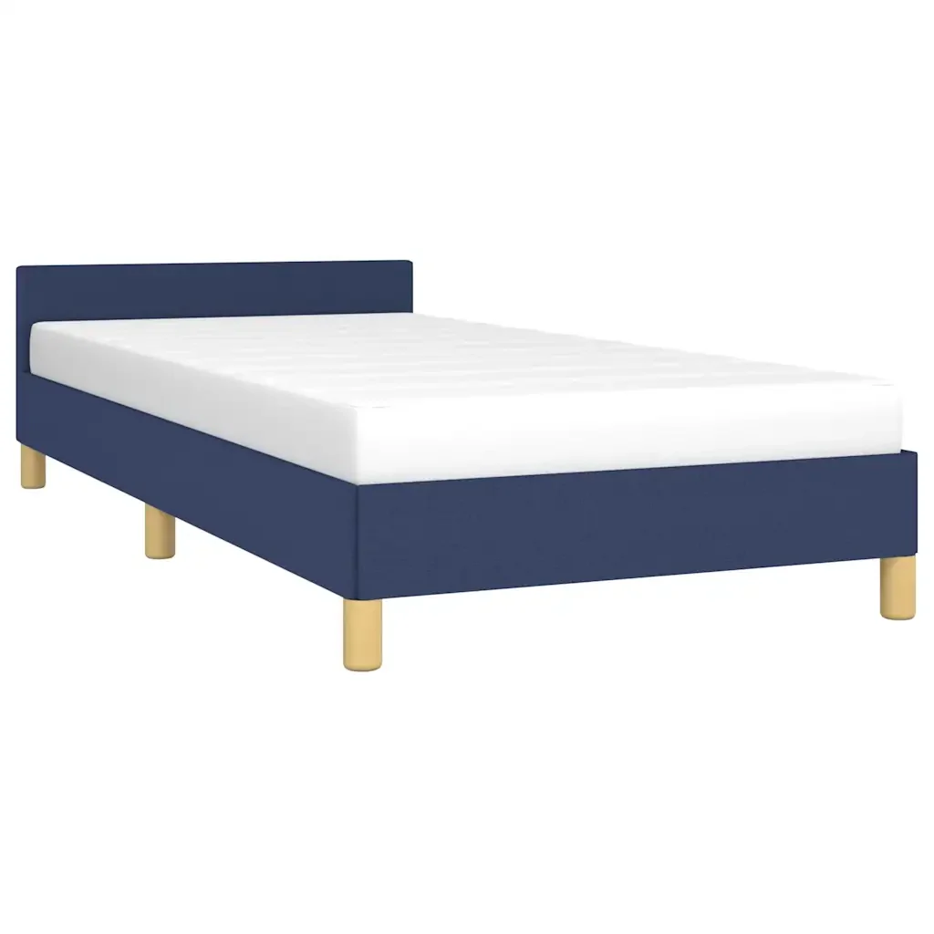 Letto singolo | Letto per adulti | Giroletto con Testiera senza Materasso Blu 90x190 cm Tessuto - Image 4