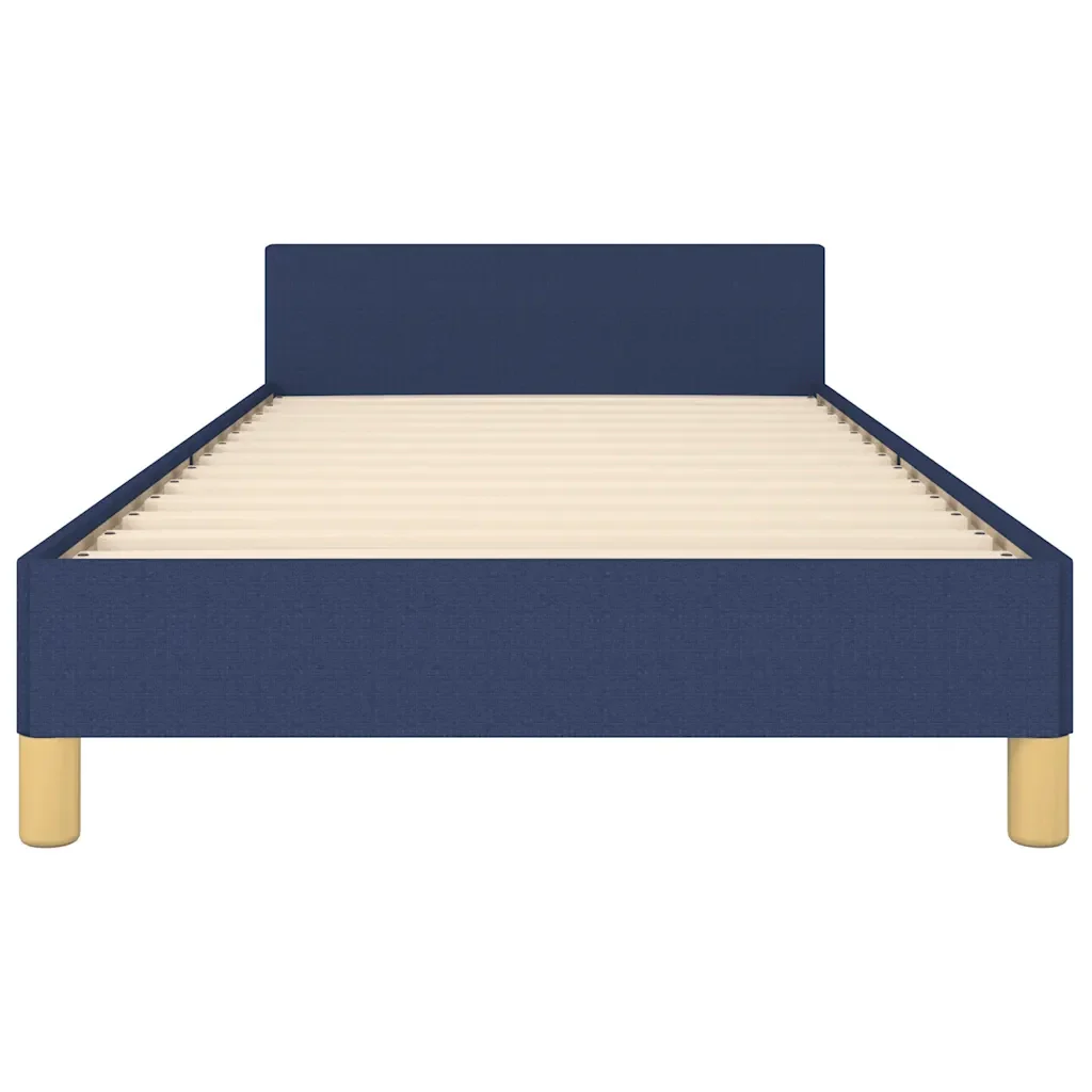 Letto singolo | Letto per adulti | Giroletto con Testiera senza Materasso Blu 90x190 cm Tessuto - Image 5