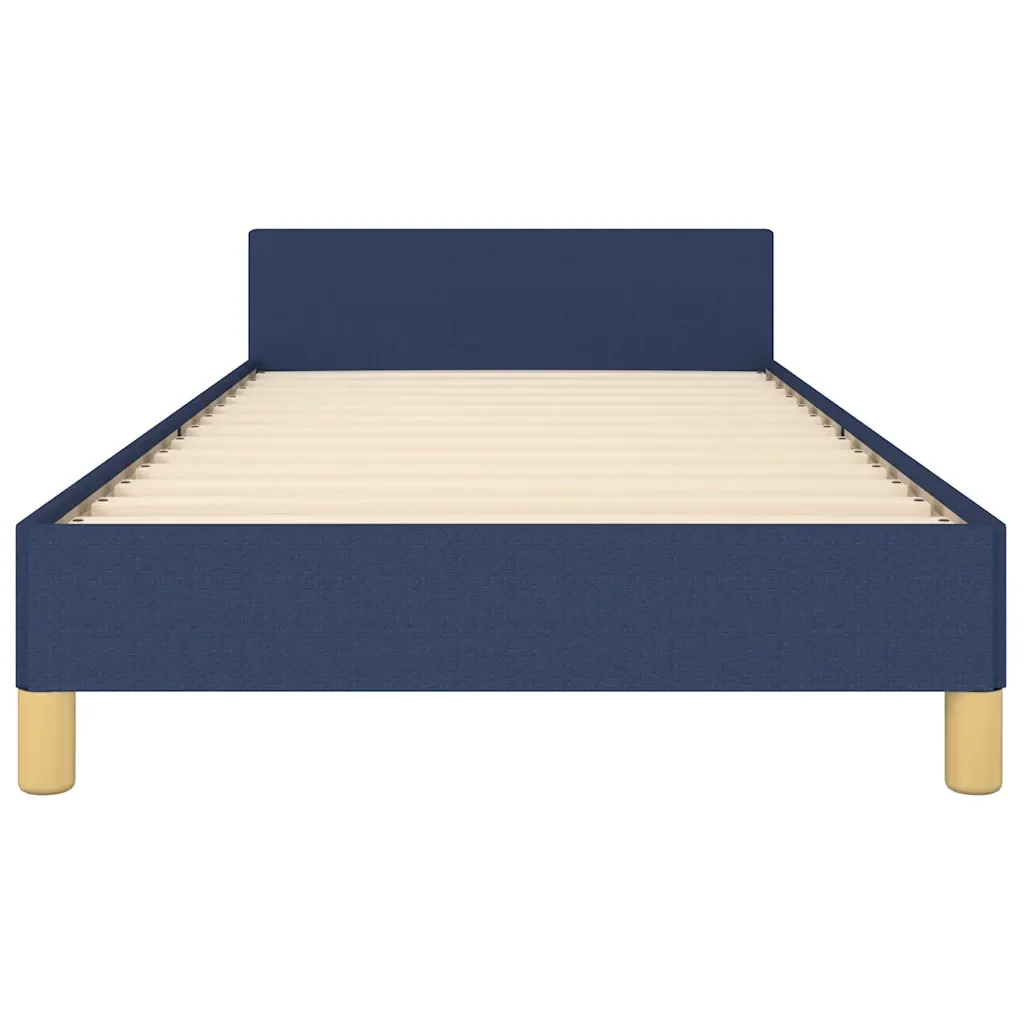 Letto singolo | Letto per adulti | Giroletto con Testiera senza Materasso Blu 90x200 cm Tessuto - Image 5