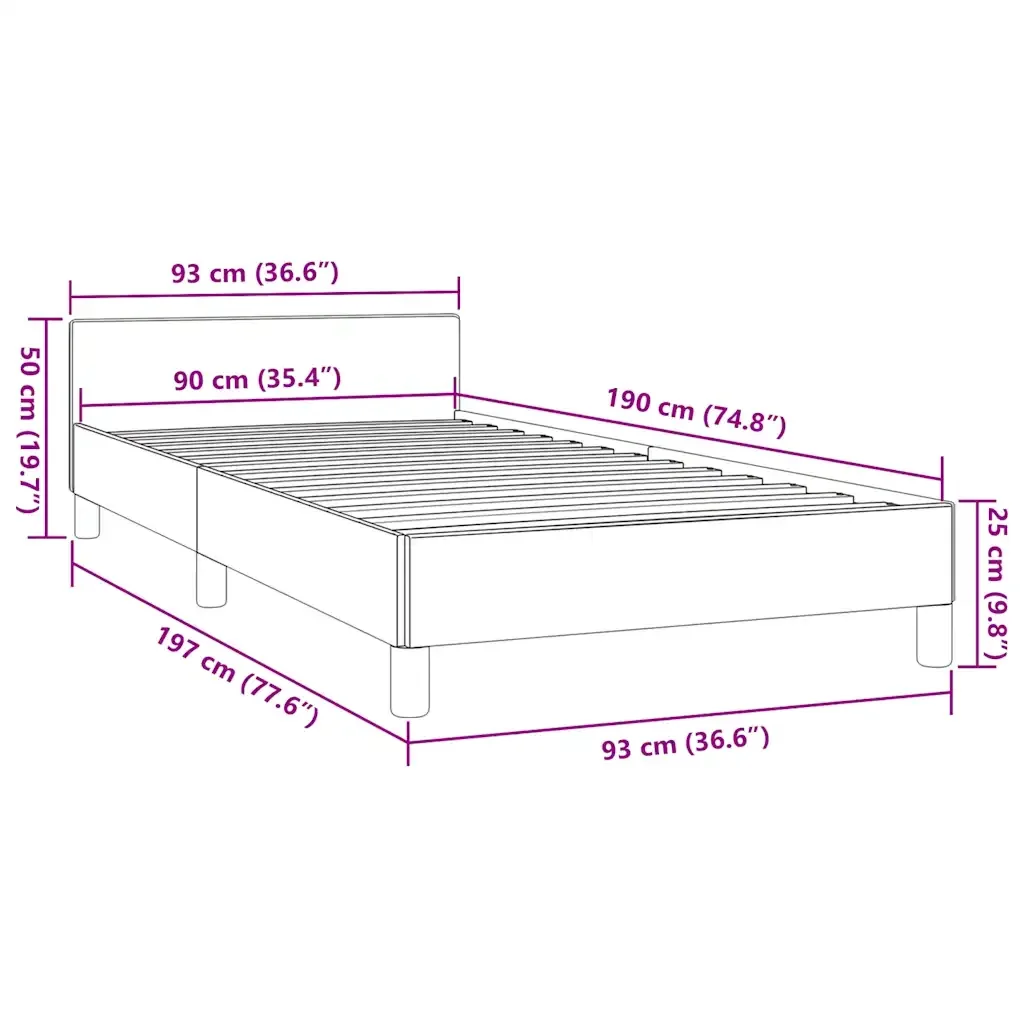 Letto singolo | Letto per adulti | Giroletto con Testiera senza Materasso Cappuccino 90x190 cm - Image 9