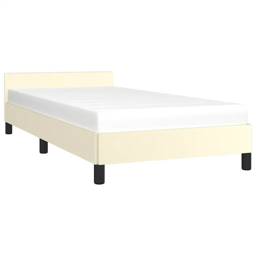 Letto singolo | Letto per adulti | Giroletto con Testiera senza Materasso Crema 100x200 cm - Image 3