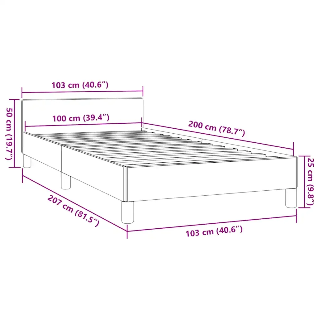 Letto singolo | Letto per adulti | Giroletto con Testiera senza Materasso Crema 100x200 cm - Image 9