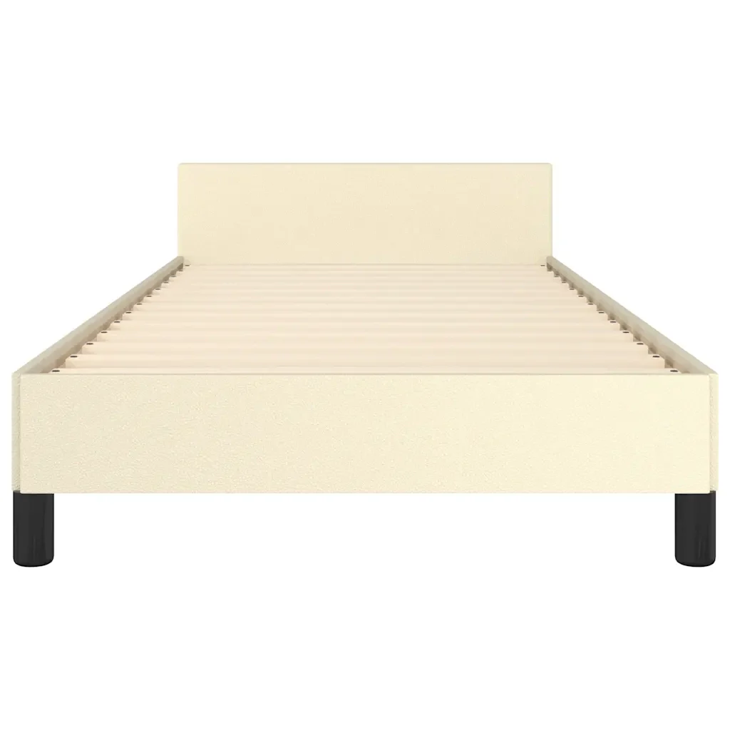 Letto singolo | Letto per adulti | Giroletto con Testiera senza Materasso Crema 80x200 cm - Image 5