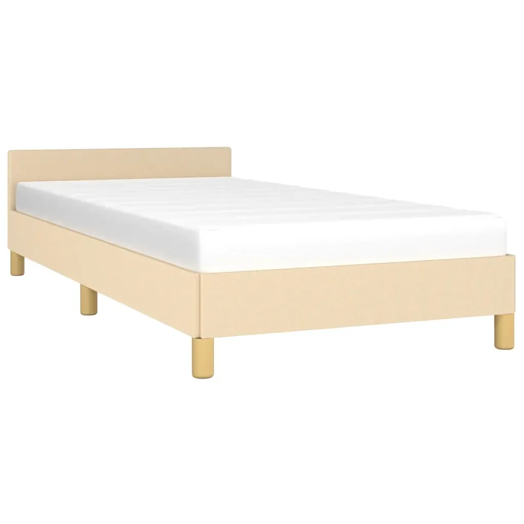 Letto singolo | Letto per adulti | Giroletto con Testiera senza Materasso Crema 80x200 cm Tessuto - Image 3