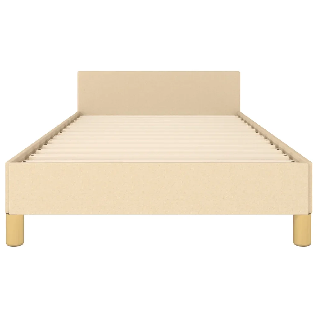 Letto singolo | Letto per adulti | Giroletto con Testiera senza Materasso Crema 80x200 cm Tessuto - Image 5