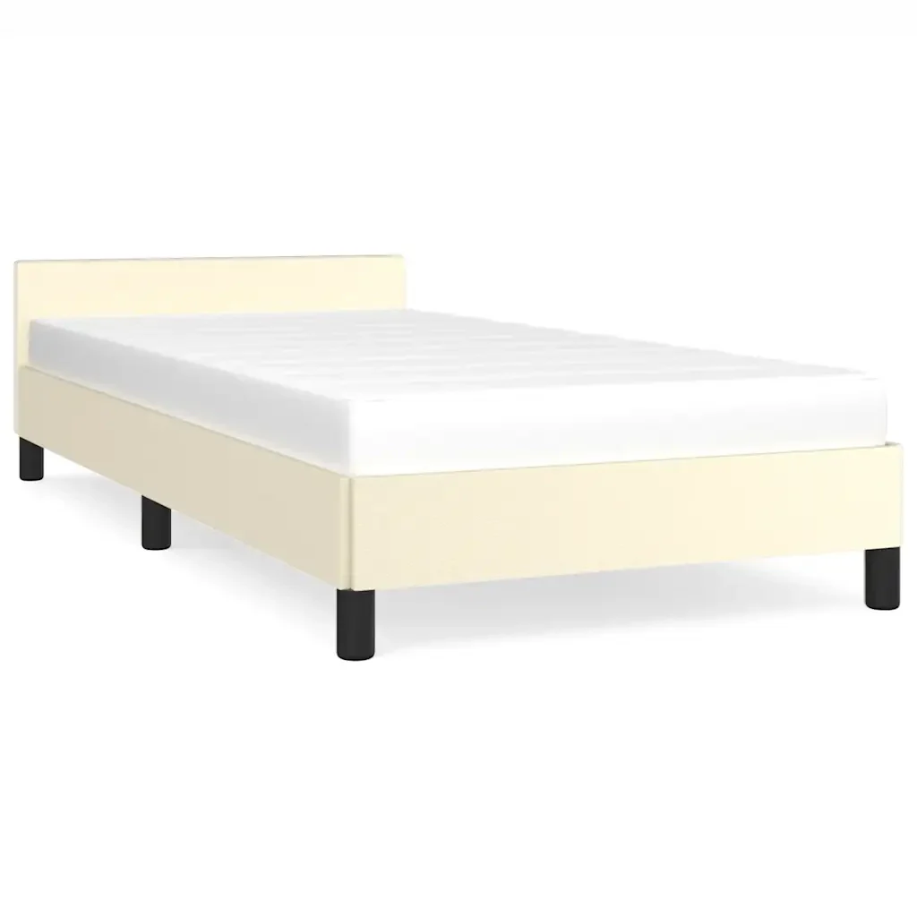 Letto singolo | Letto per adulti | Giroletto con Testiera senza Materasso Crema 90x190 cm
