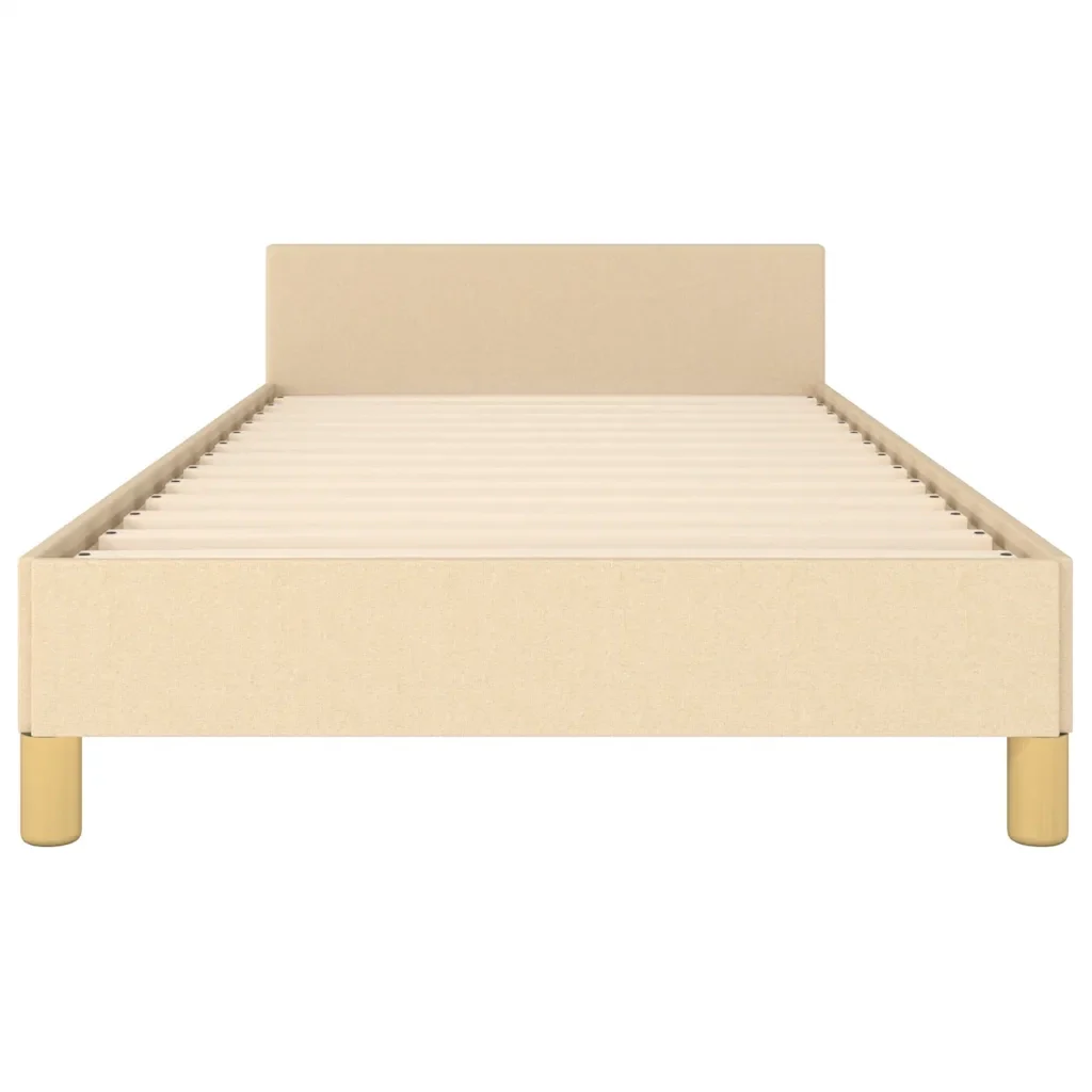 Letto singolo | Letto per adulti | Giroletto con Testiera senza Materasso Crema 90x200 cm Tessuto - Image 5