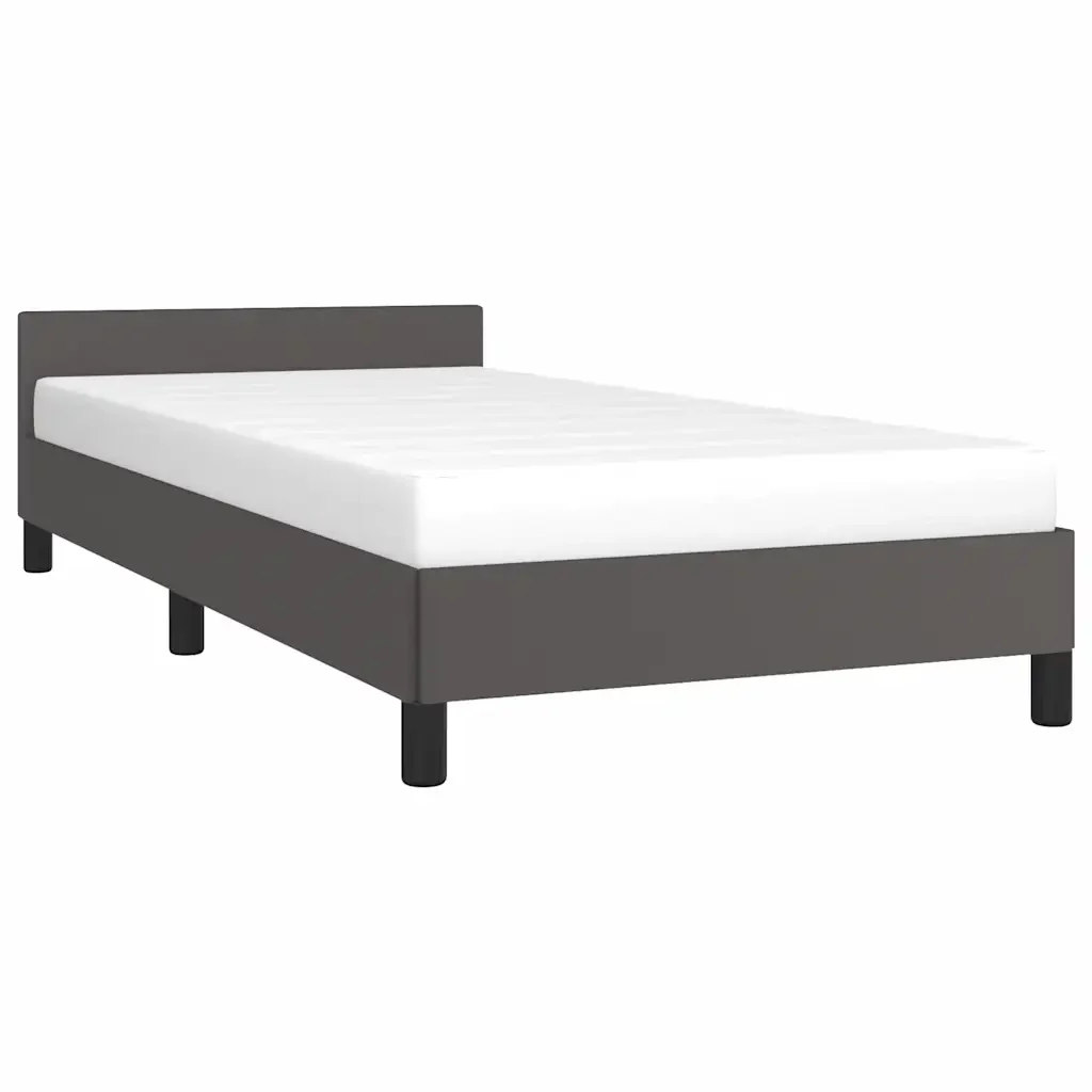 Letto singolo | Letto per adulti | Giroletto con Testiera senza Materasso Grigio 100x200 cm - Image 4