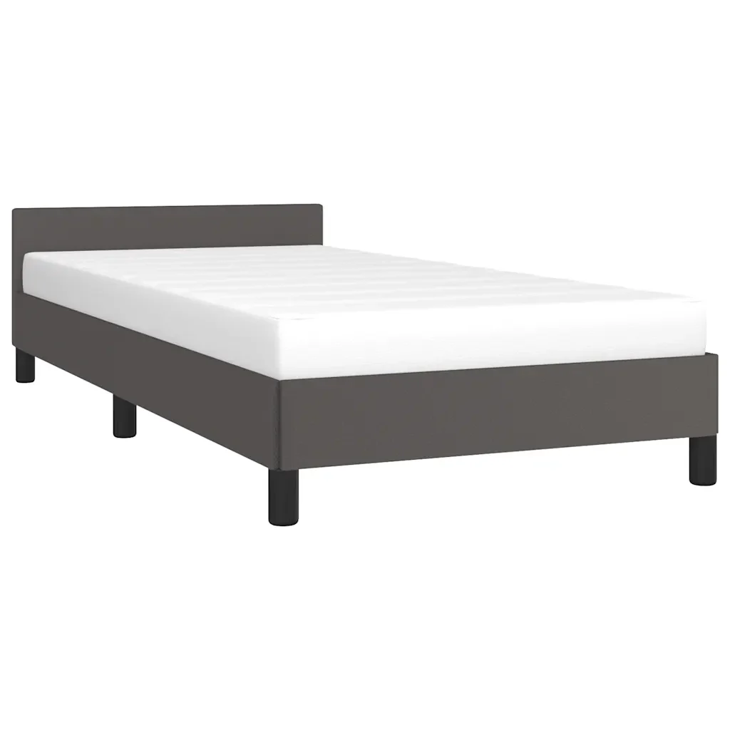 Letto singolo | Letto per adulti | Giroletto con Testiera senza Materasso Grigio 80x200 cm - Image 4