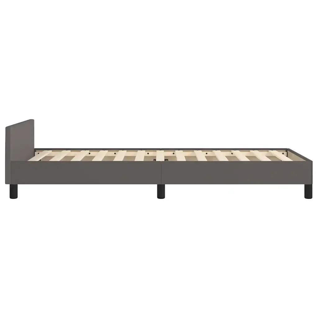 Letto singolo | Letto per adulti | Giroletto con Testiera senza Materasso Grigio 80x200 cm - Image 6