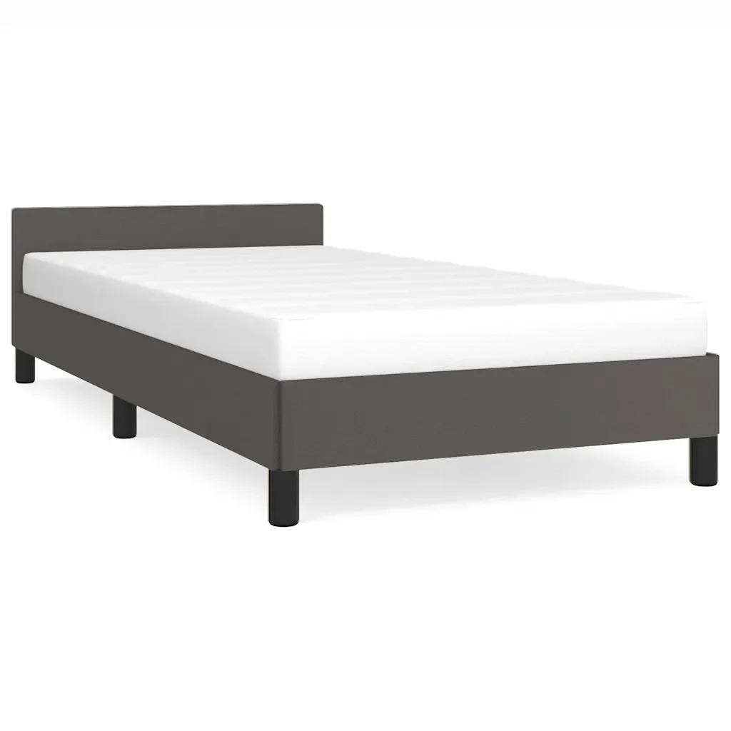 Letto singolo | Letto per adulti | Giroletto con Testiera senza Materasso Grigio 90x190 cm
