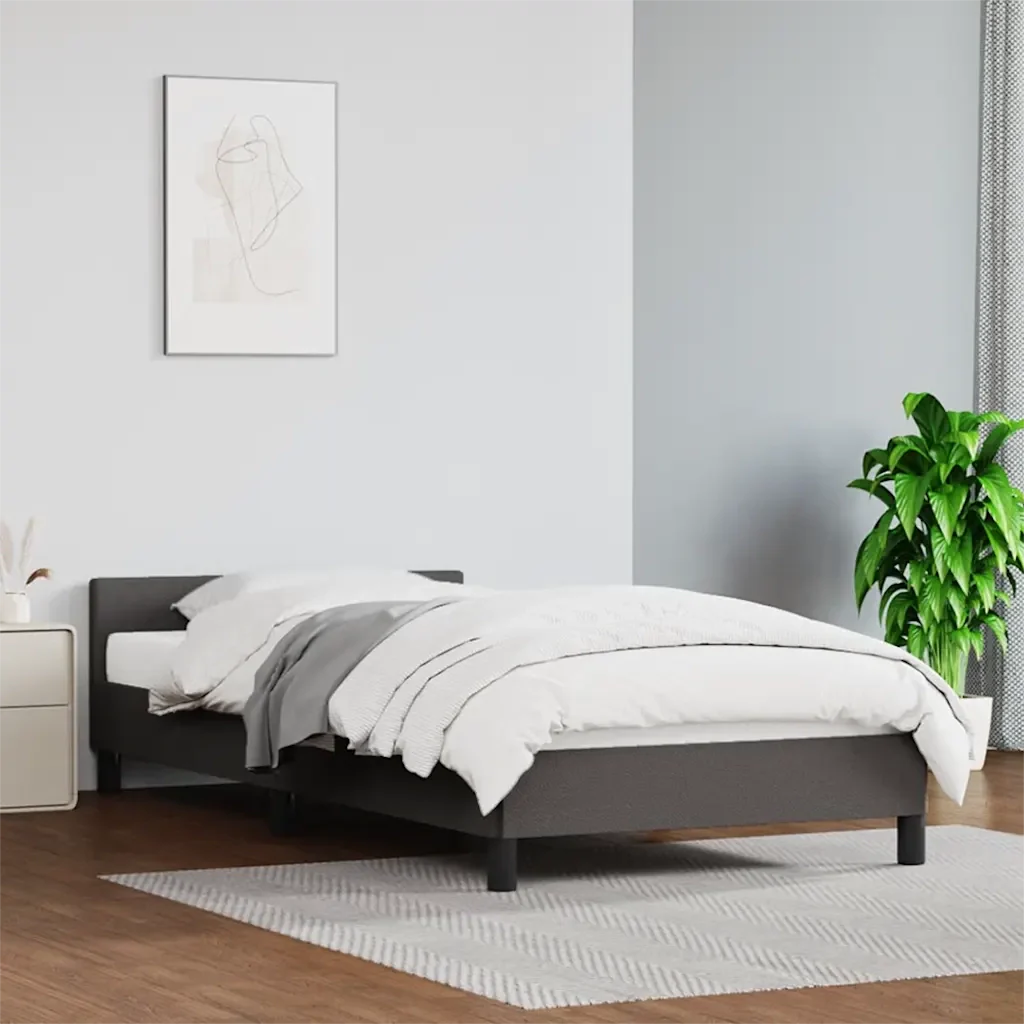 Letto singolo | Letto per adulti | Giroletto con Testiera senza Materasso Grigio 90x190 cm - Image 2