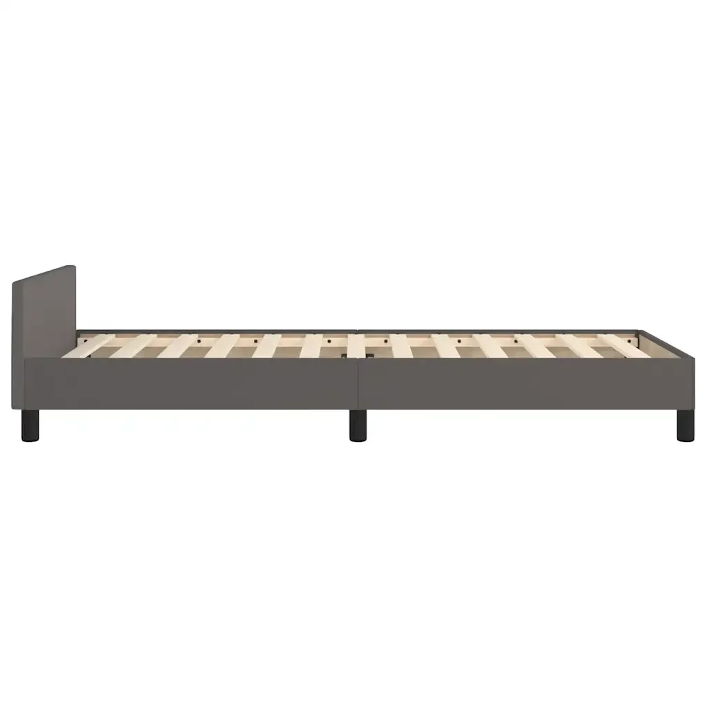 Letto singolo | Letto per adulti | Giroletto con Testiera senza Materasso Grigio 90x200 cm - Image 6