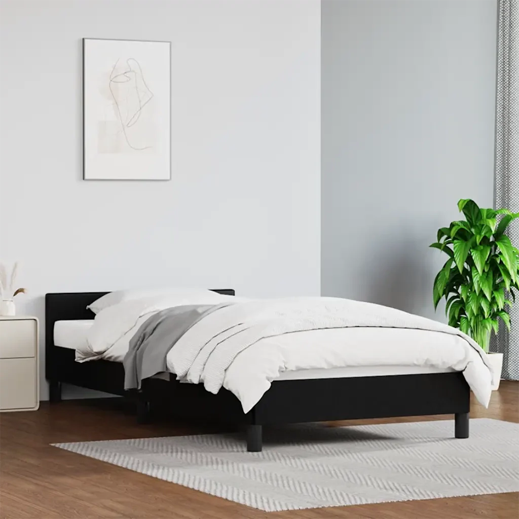 Letto singolo | Letto per adulti | Giroletto con Testiera senza Materasso Nero 100x200 cm - Image 2