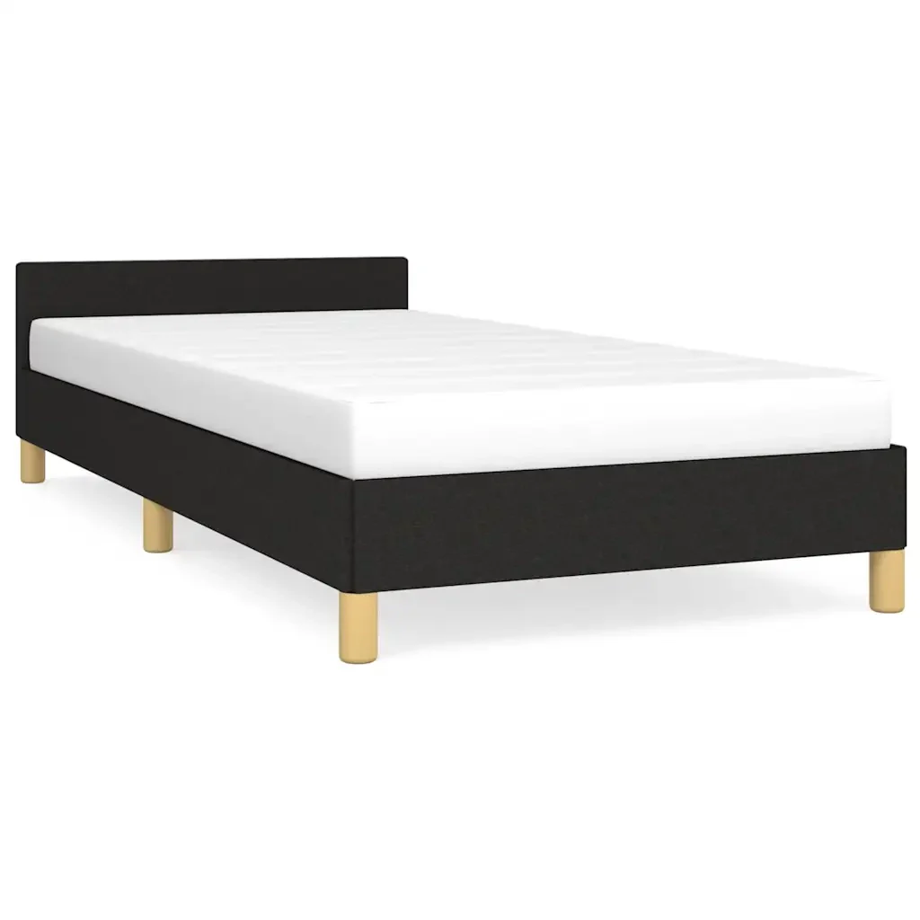 Letto singolo | Letto per adulti | Giroletto con Testiera senza Materasso Nero 80x200 cm Tessuto