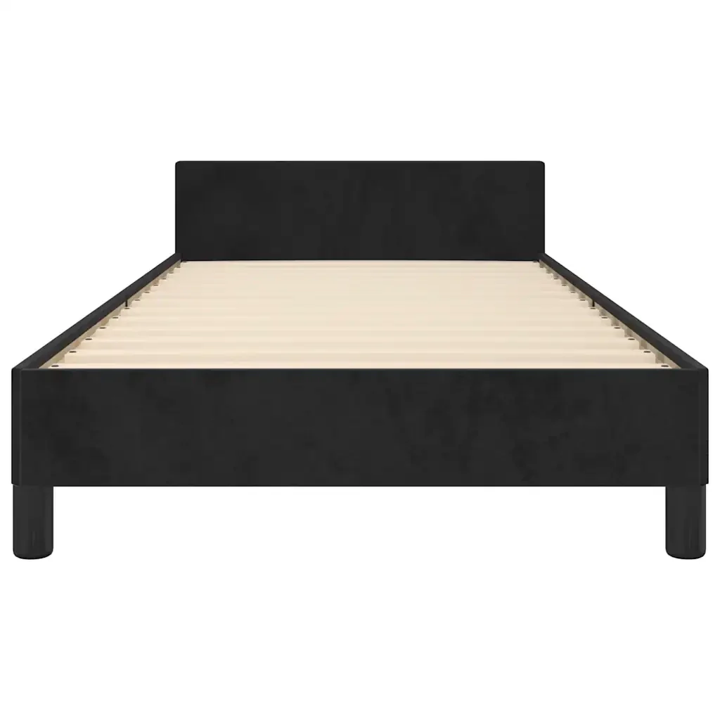 Letto singolo | Letto per adulti | Giroletto con Testiera senza Materasso Nero 80x200 cm Velluto - Image 5
