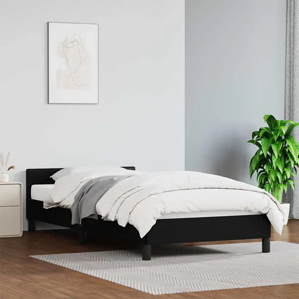 Letto singolo | Letto per adulti | Giroletto con Testiera senza Materasso Nero 90x200 cm - Image 2