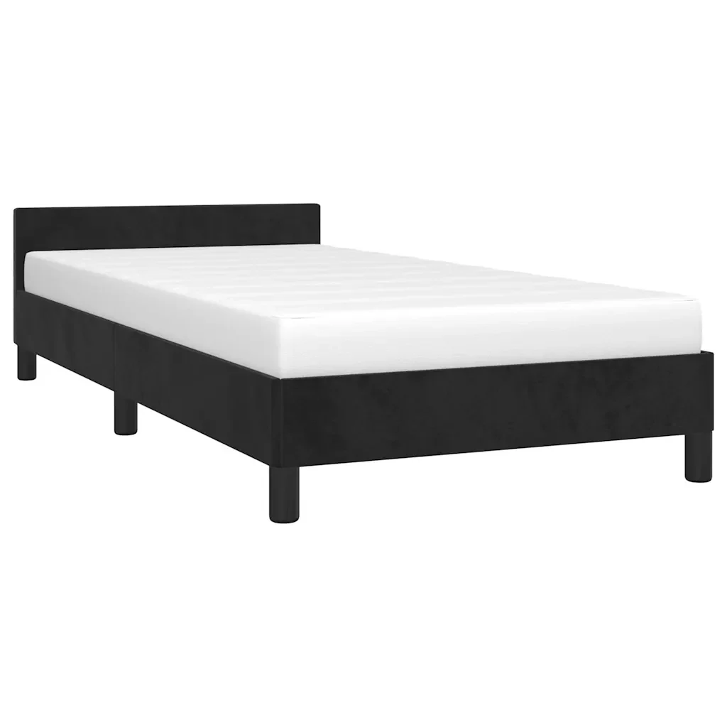 Letto singolo | Letto per adulti | Giroletto con Testiera senza Materasso Nero 90x200 cm Velluto - Image 4