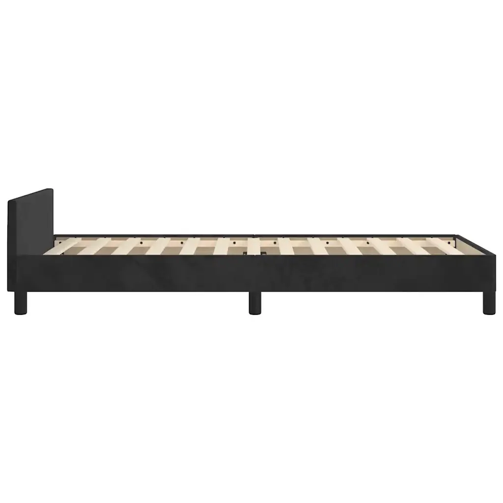Letto singolo | Letto per adulti | Giroletto con Testiera senza Materasso Nero 90x200 cm Velluto - Image 6