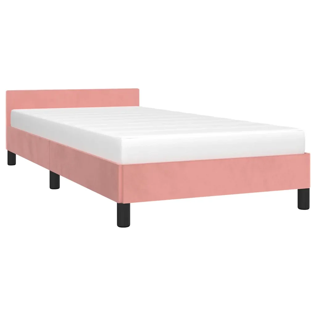 Letto singolo | Letto per adulti | Giroletto con Testiera senza Materasso Rosa 100x200 cm Velluto - Image 3