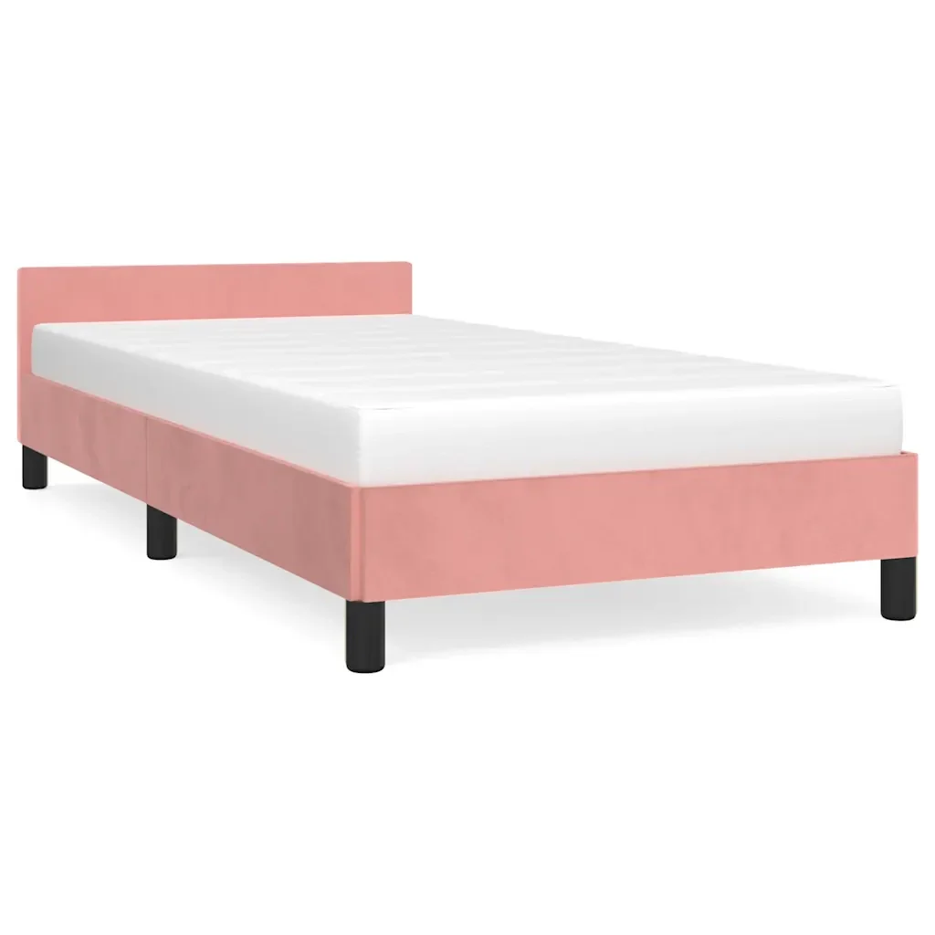 Letto singolo | Letto per adulti | Giroletto con Testiera senza Materasso Rosa 80x200 cm Velluto